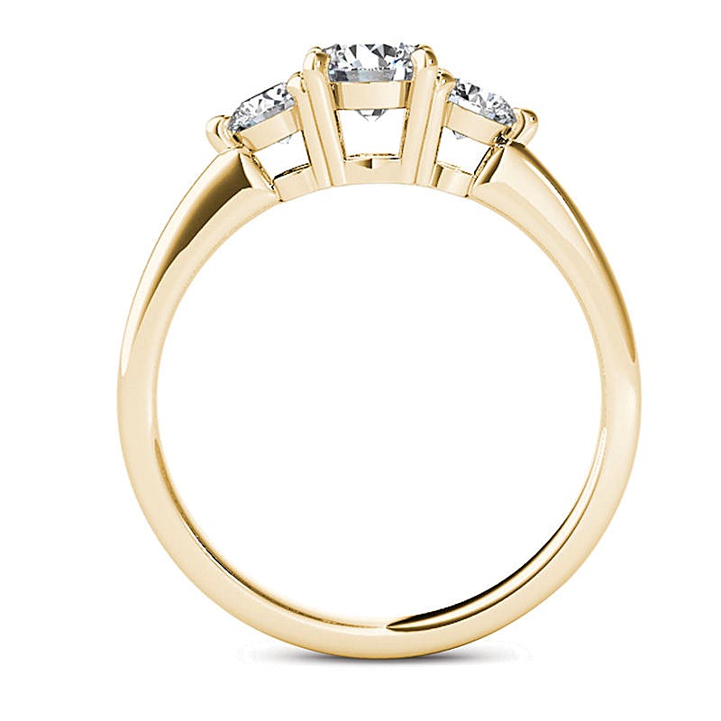 0.75 ct. Gesamtgewicht Diamant Dreistein-Verlobungsring in 14K Gelbgold