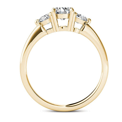 0.75 ct. Gesamtgewicht Diamant Dreistein-Verlobungsring in 14K Gelbgold