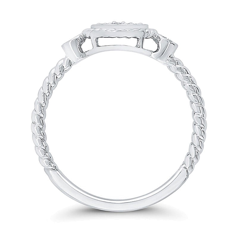 0.2 CT. Gesamtgewicht Multi-Diamant Halo-Ring mit Seil-Rahmen aus 10K Weißgold