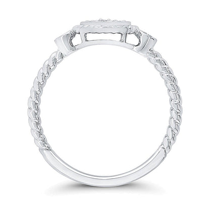 0.2 CT. Gesamtgewicht Multi-Diamant Halo-Ring mit Seil-Rahmen aus 10K Weißgold