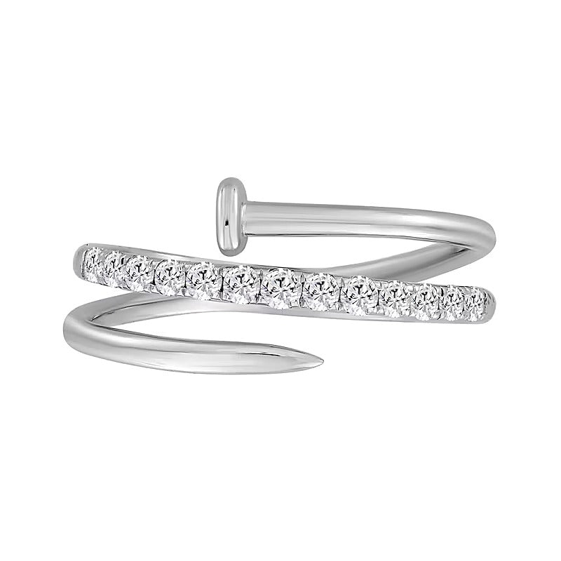 0.33 ct. Gesamtgewicht Diamant Spiral-Nagel-Ring Fashion in 10K Weißgold