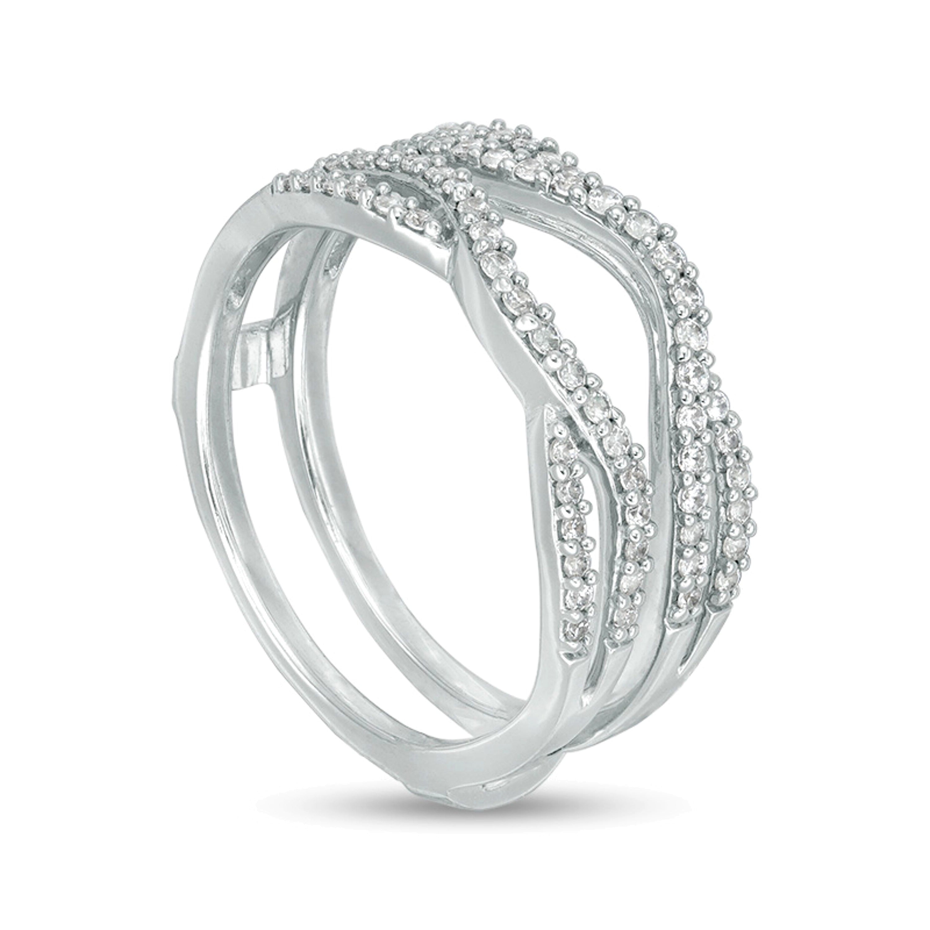 0.33 ct. Gesamtgewicht Diamant Split-Shank Solitär-Enhancer Ring in 14K Weißgold