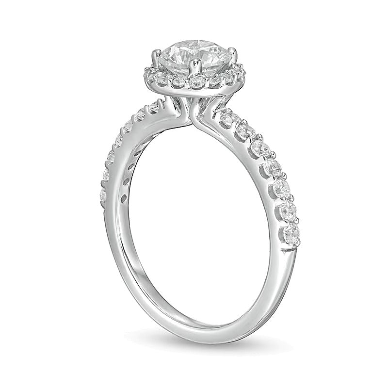 1,5 ct. Gesamtgewicht Labordiamant Halo Verlobungsring in 14K Weißgold (F/VS2)