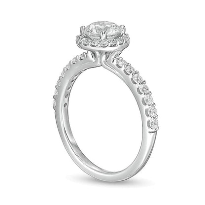 1,5 ct. Gesamtgewicht Labordiamant Halo Verlobungsring in 14K Weißgold (F/VS2)