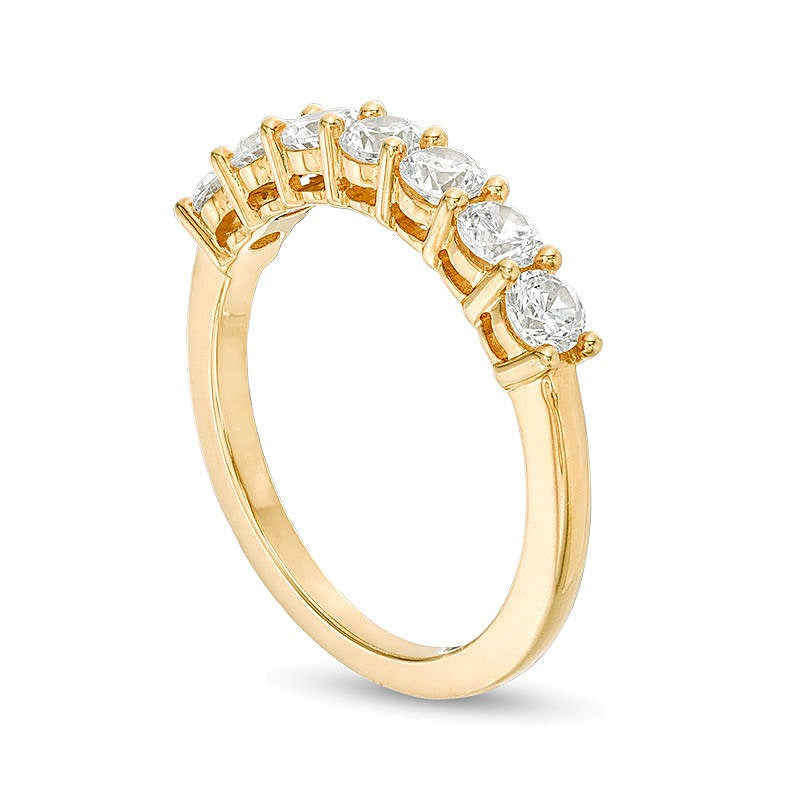 Memoire-Ring mit sieben Diamanten 1.0 ct. Gesamtgewicht in 10K Gelbgold