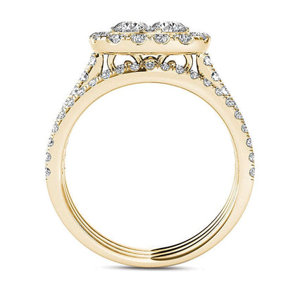 Braut-Set mit Diamanten in rund und Kissenschliff, 2.0 ct. Gesamtgewicht, 14K Gelbgold