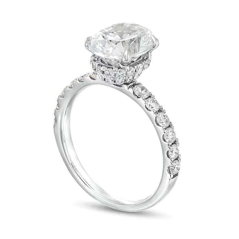 2.75 CT. Gesamtgewicht Solitär mit seitlichem Besatz Verlobungsring mit ovalem Labordiamant in Platin (F/VS2)