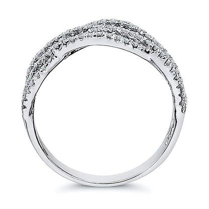 Mehrreihiger Diamant-Ring im Criss-Cross-Design mit offener Ringschiene, 0,38 ct. Gesamtgewicht, aus 10K Weißgold