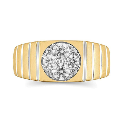 Ring mit mehreren Diamanten 1.0 ct. Gesamtgewicht, quadratischer Kopf, geriffelte Schiene, in 14K Gold zweifarbig