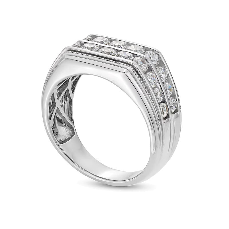 2.0 ct. Gesamtgewicht Labordiamant Ring zweireihig abgewinkelt in 14K Weißgold (F/SI2)