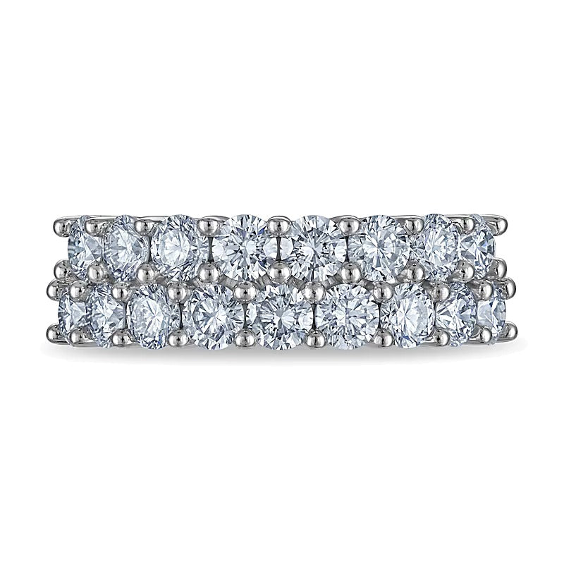 2.0 ct. Gesamtgewicht Memoire-Ring mit Labordiamanten in Doppelreihe aus 10K Weißgold (F/VS2)