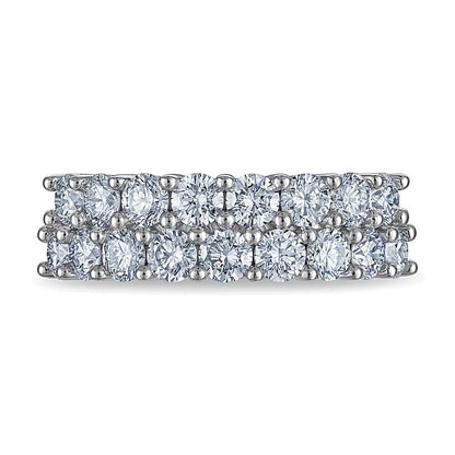 2.0 ct. Gesamtgewicht Memoire-Ring mit Labordiamanten in Doppelreihe aus 10K Weißgold (F/VS2)