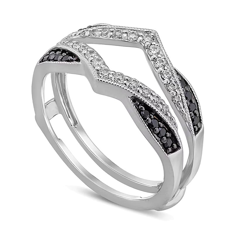 0.33 ct. Gesamtgewicht behandelter schwarzer und weißer Diamant Vintage-Solitär-Enhancer in 14K Weißgold