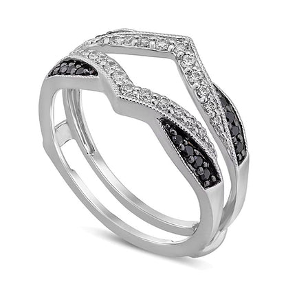 0.33 ct. Gesamtgewicht behandelter schwarzer und weißer Diamant Vintage-Solitär-Enhancer in 14K Weißgold