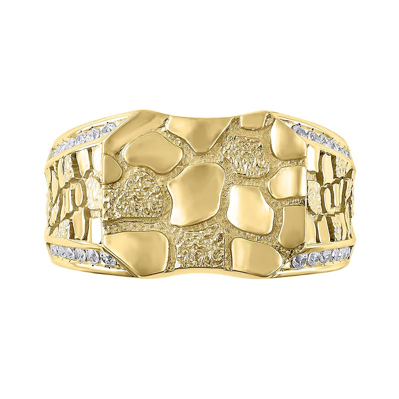0,25 ct. Gesamtgewicht Diamant Fashion-Ring mit achteckigem Nugget-Design in 10K Gelbgold