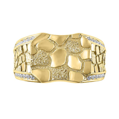 0,25 ct. Gesamtgewicht Diamant Fashion-Ring mit achteckigem Nugget-Design in 10K Gelbgold
