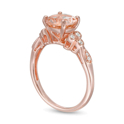 8.0mm Morganit und 0.1 ct. Gesamtgewicht Diamant Vintage-Ring in 10K Roségold
