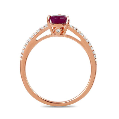 Braut-Set mit tropfenförmigem Rubin und 0,33 ct. Gesamtgewicht Diamanten in 10K Roségold