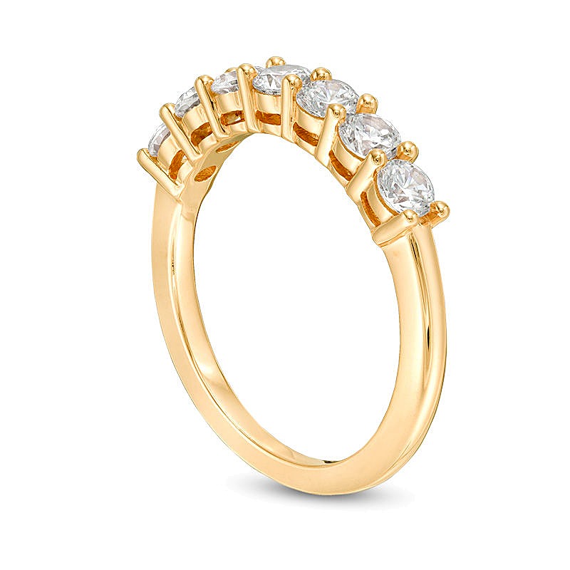 Memoire-Ring mit sieben Diamanten 0.75 ct. Gesamtgewicht in 10K Gelbgold