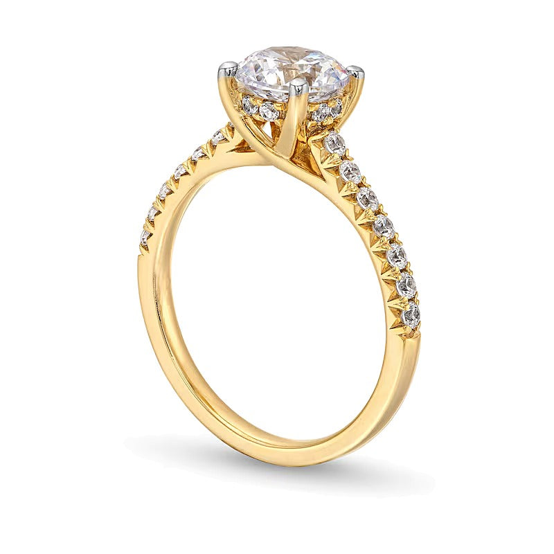 1,88 ct. Gesamtgewicht Labordiamant Solitär mit seitlichem Besatz in 14K Gelbgold (F/VS2)