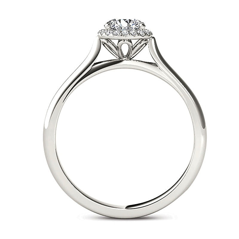 0.5 ct. Gesamtgewicht Diamant Halo-Verlobungsring in 14K Weißgold