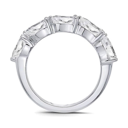 2.0 ct. Gesamtgewicht Memoire-Ring mit fünf tropfenförmigen Labordiamanten in 10K Weißgold (F/VS2)