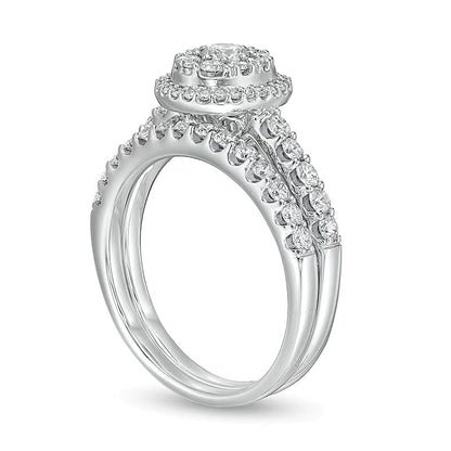 1.0 CT. Gesamtgewicht Braut-Set mit Diamanten im Rund- und Ovalschliff in 14K Weißgold