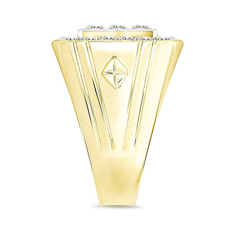 2.0 ct. Gesamtgewicht Labordiamant Multi-Diamant Kissenschliff Siegelring in 10K Gelbgold (F/VS2)