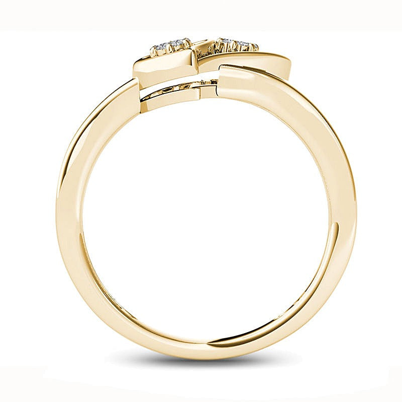 0,05 ct. Gesamtgewicht Diamant Doppelherz-Ring in 10K Gelbgold
