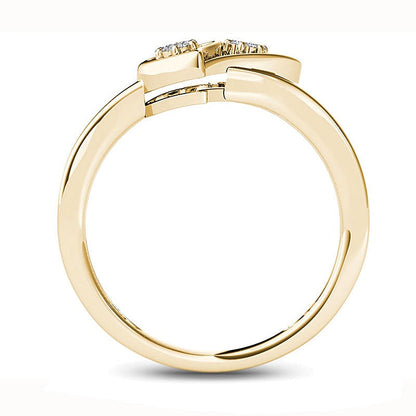 0,05 ct. Gesamtgewicht Diamant Doppelherz-Ring in 10K Gelbgold
