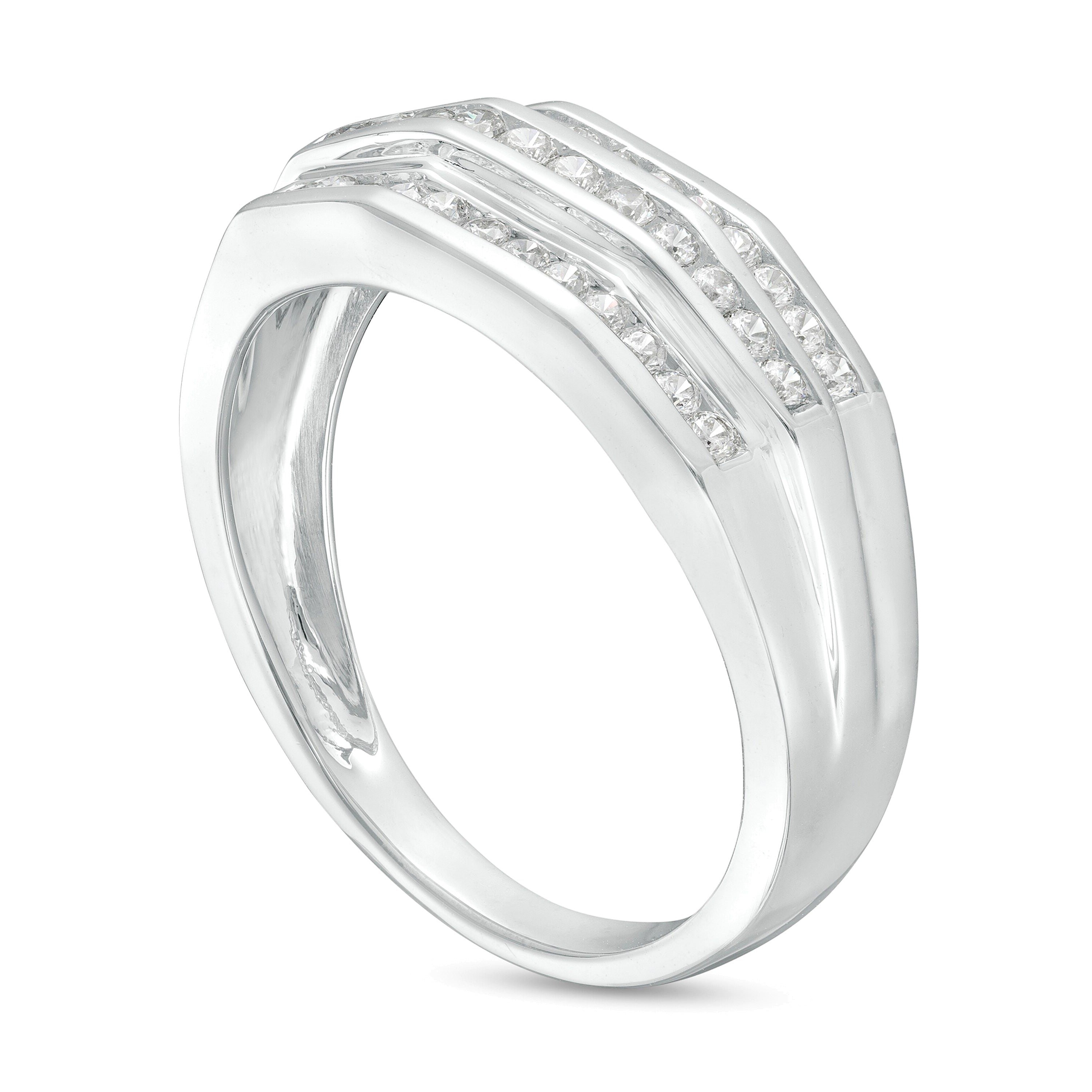 Ring mit Diamanten 0.5 ct. Gesamtgewicht dreireihig in 10K Weißgold