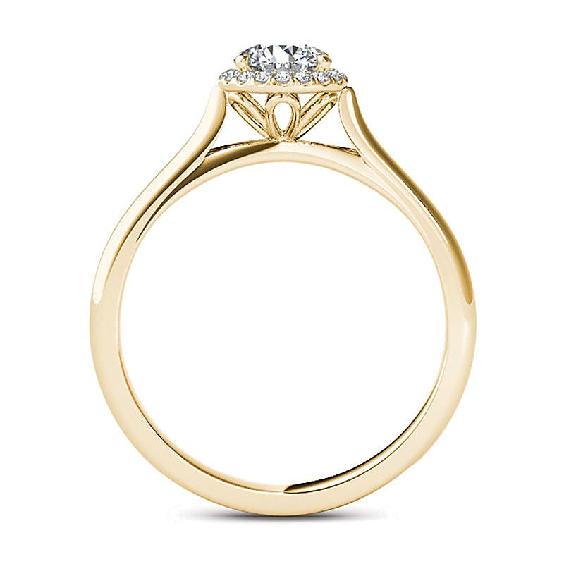 0,5 ct. Gesamtgewicht Diamant-Halo-Verlobungsring in 14K Gelbgold