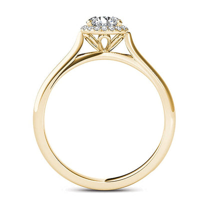 0,5 ct. Gesamtgewicht Diamant-Halo-Verlobungsring in 14K Gelbgold