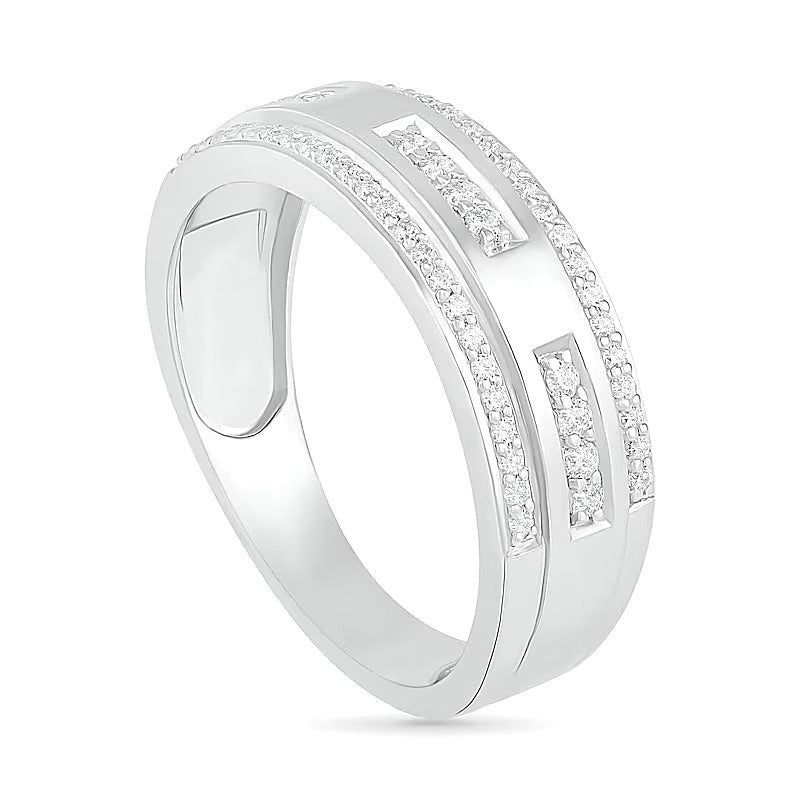 0.38 ct. Gesamtgewicht Diamant-Ehering mit Diamantkante in 10K Weißgold