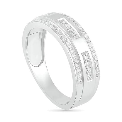 0.38 ct. Gesamtgewicht Diamant-Ehering mit Diamantkante in 10K Weißgold