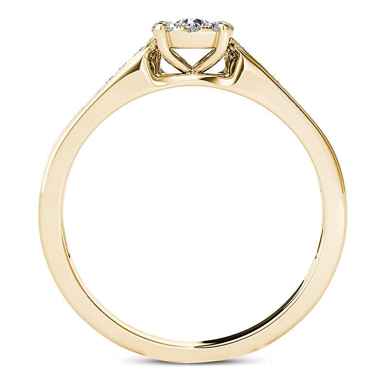 0,25 ct. Gesamtgewicht Halo-Freundschaftsring mit weißen Diamanten in 14K Gelbgold