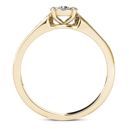 0,25 ct. Gesamtgewicht Halo-Freundschaftsring mit weißen Diamanten in 14K Gelbgold