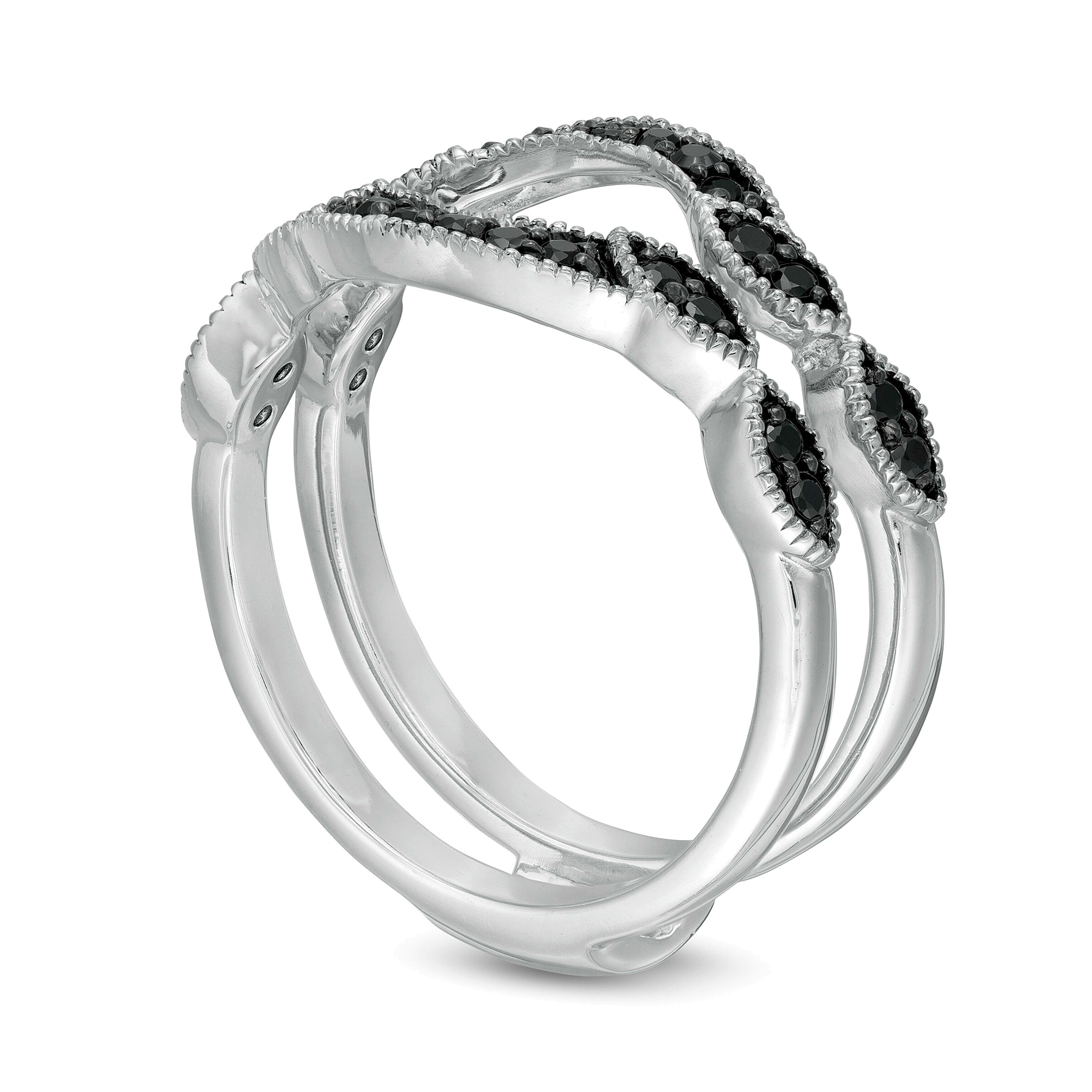 0.25 ct. Gesamtgewicht schwarzer Diamant Solitär Kontur-Enhancer Ring in 10K Weißgold