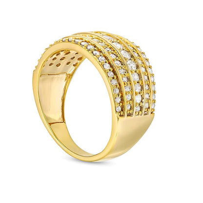 Mehrreihiger Stack-Ring mit Diamanten 1.0 ct. Gesamtgewicht in 10K Gelbgold