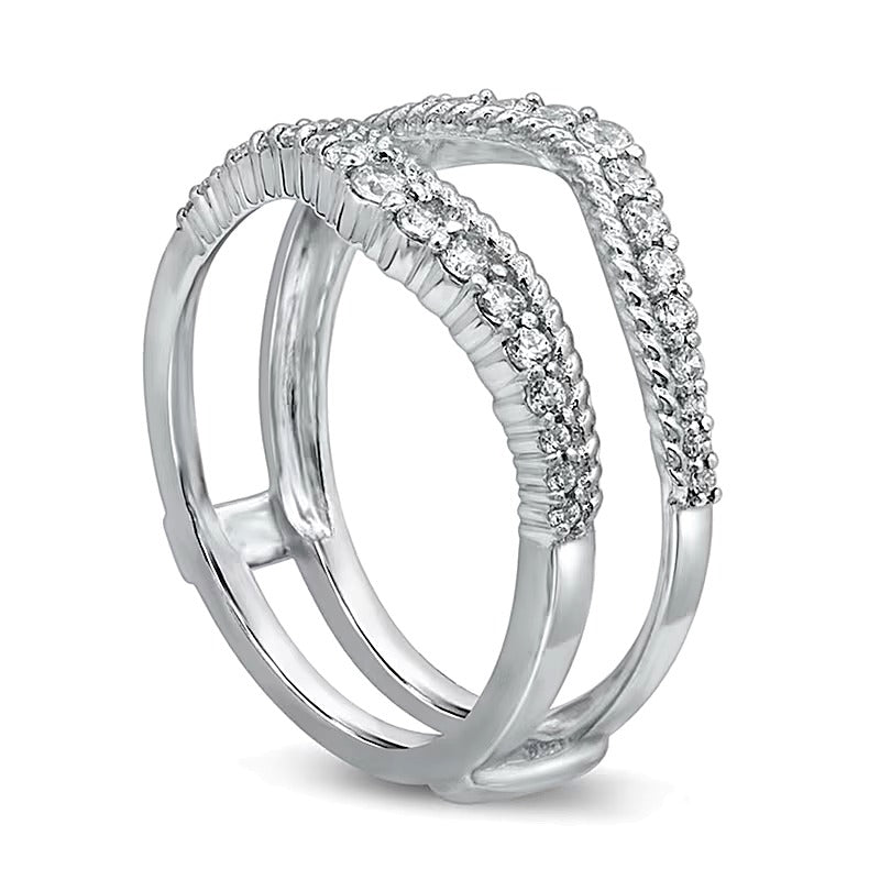 0.38 ct. Gesamtgewicht Diamant Solitär-Enhancer mit Seilstruktur und doppelter Reihe in 14K Weißgold