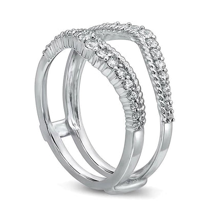0.38 ct. Gesamtgewicht Diamant Solitär-Enhancer mit Seilstruktur und doppelter Reihe in 14K Weißgold