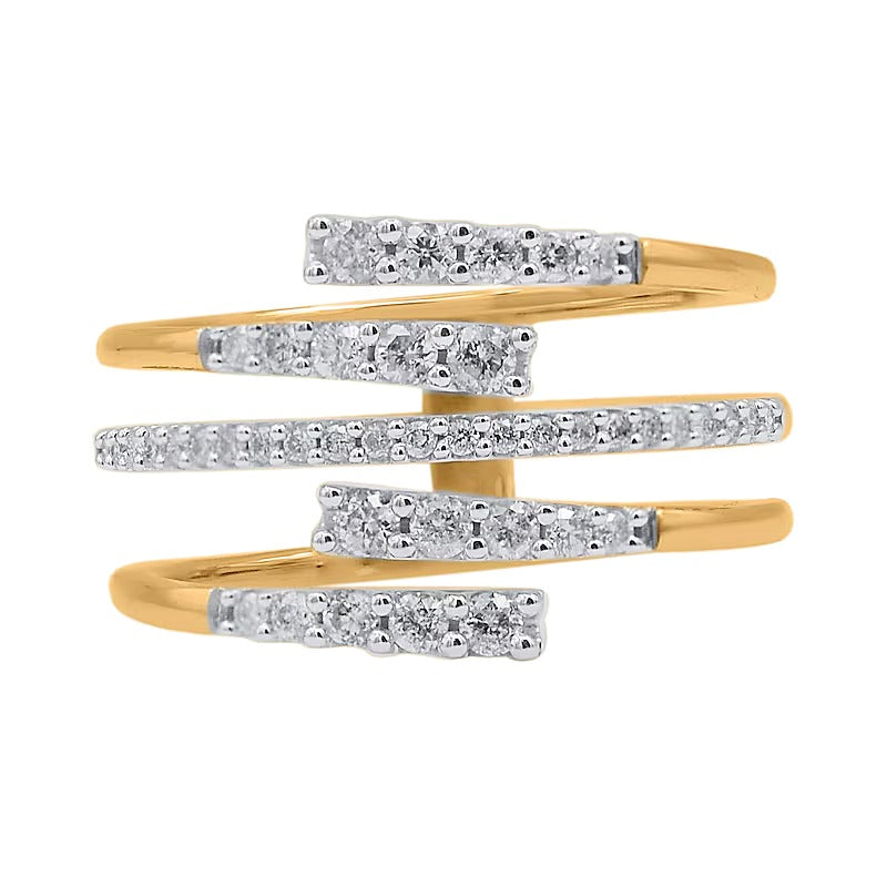 0.5 CT. Gesamtgewicht Diamant Fashion-Ring mehrreihig mit offener Schiene in 10K Gelbgold