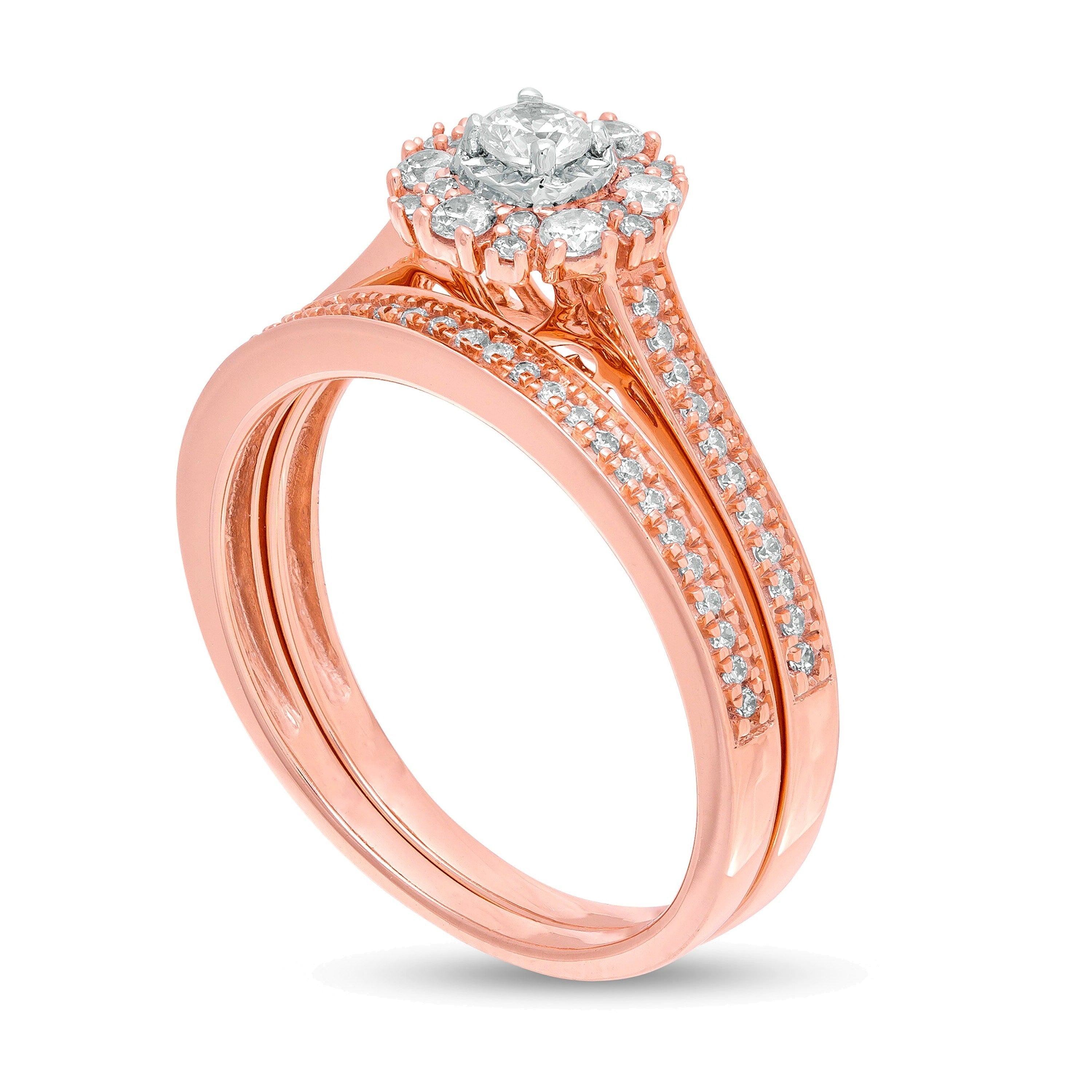 0,5 ct. Gesamtgewicht Diamant-Brautset in 10K Roségold