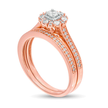 0,5 ct. Gesamtgewicht Diamant-Brautset in 10K Roségold