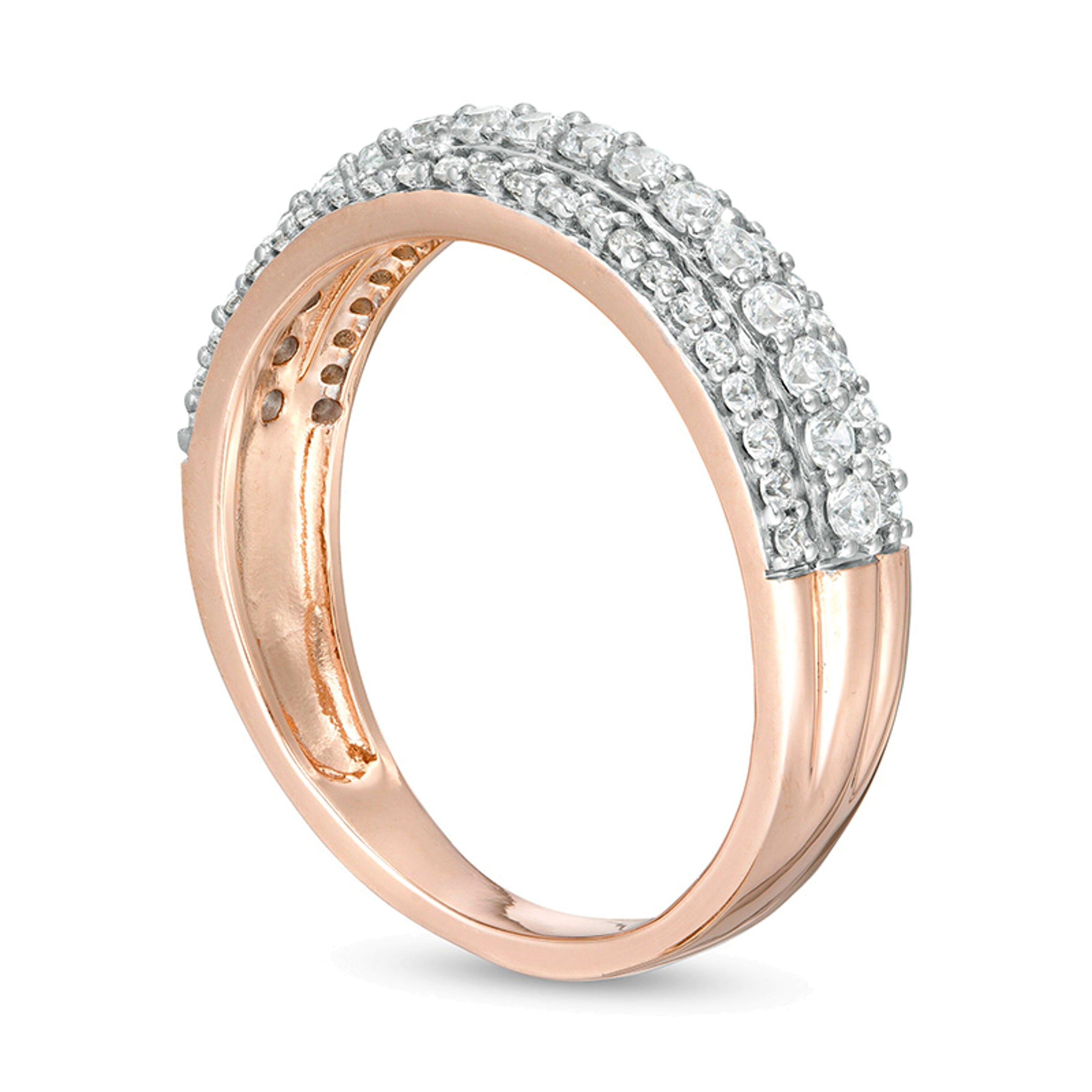 0,5 ct. Gesamtgewicht Diamant Ring mehrreihig in 10K Roségold
