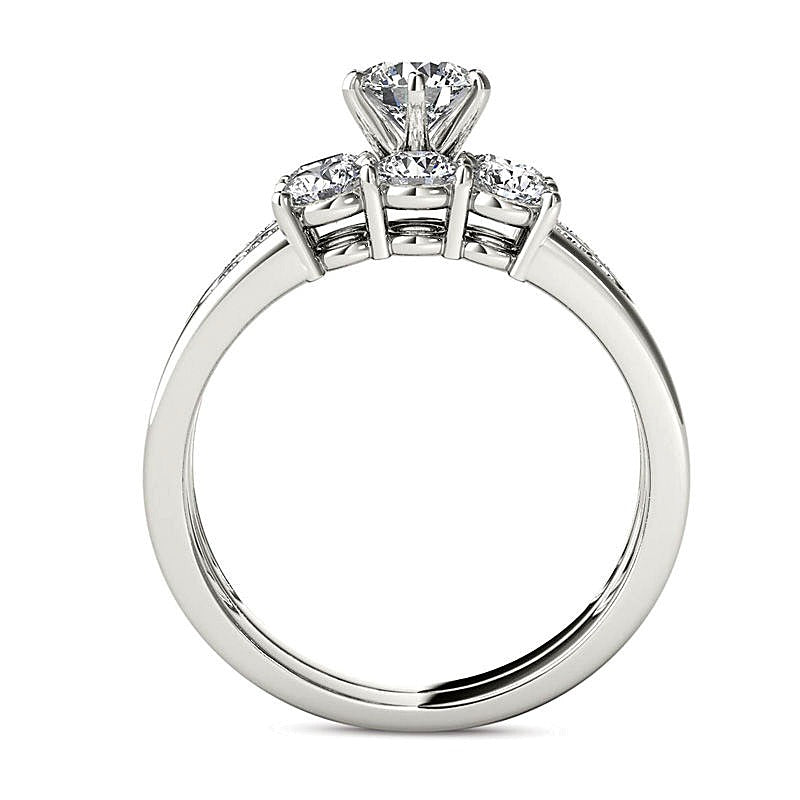 Diamant-Brautset Dreistein 1.5 ct. Gesamtgewicht in 14K Weißgold