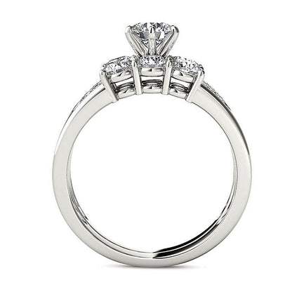 Diamant-Brautset Dreistein 1.5 ct. Gesamtgewicht in 14K Weißgold