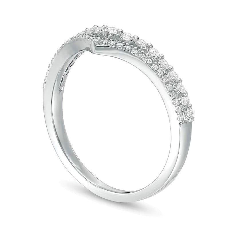 0.25 ct. Gesamtgewicht Diamant Double-Chevron Memoire-Ring in 10K Weißgold