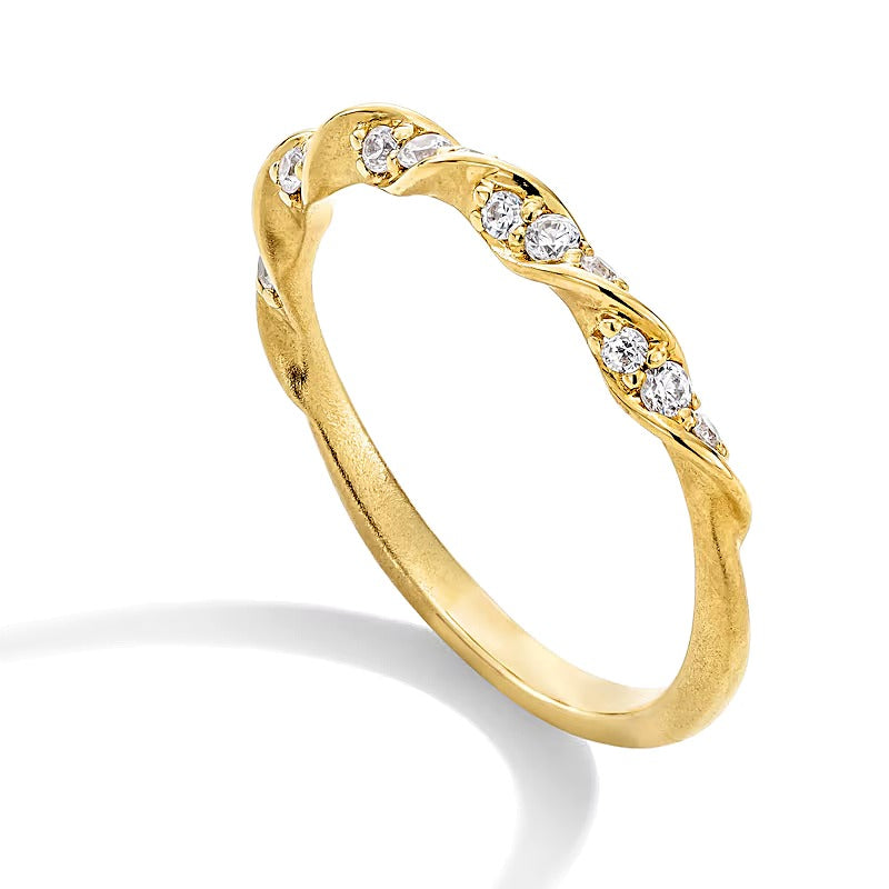 0.2 ct. Gesamtgewicht Diamant Twist-Ring in 10K Gelbgold