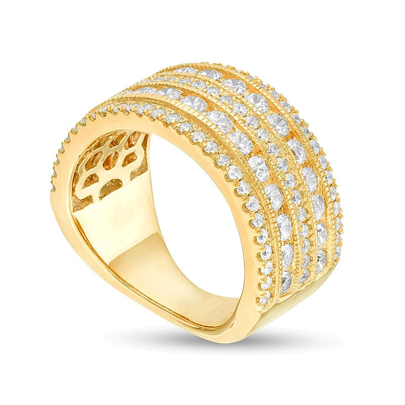 Verlobungsring mit Diamanten 2.0 ct. Gesamtgewicht, mehrreihig im Vintage-Stil, in 10K Gelbgold